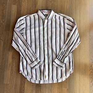 Robert Graham Striped Button Down Dress Shirt Men's 2XL‎